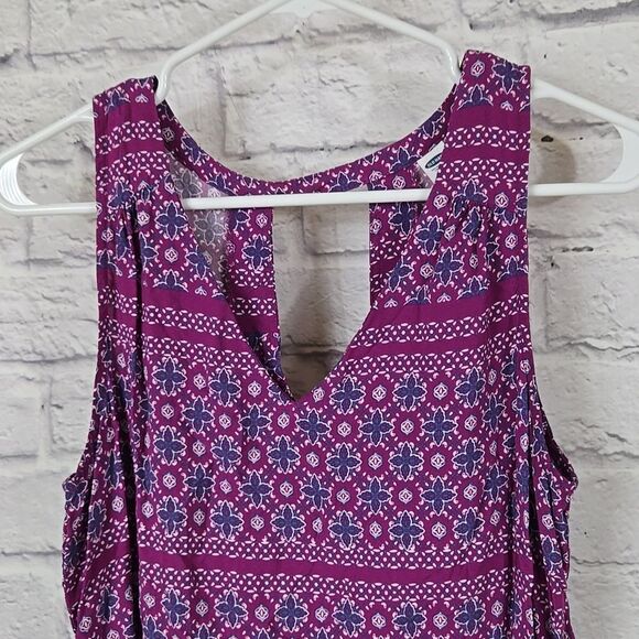 Old Navy Purple Sleeveless V-Neck Shift Dress Women Keyhole Lightweight V-Neck - Picture 4 of 8